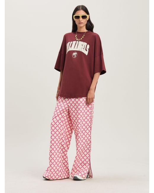 Palm Angels Pink Net Logo Split Pants