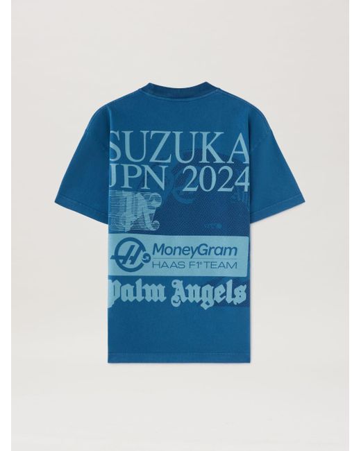 Palm Angels Blue Suzuka T-Shirt Moneygram Haas F1 Team