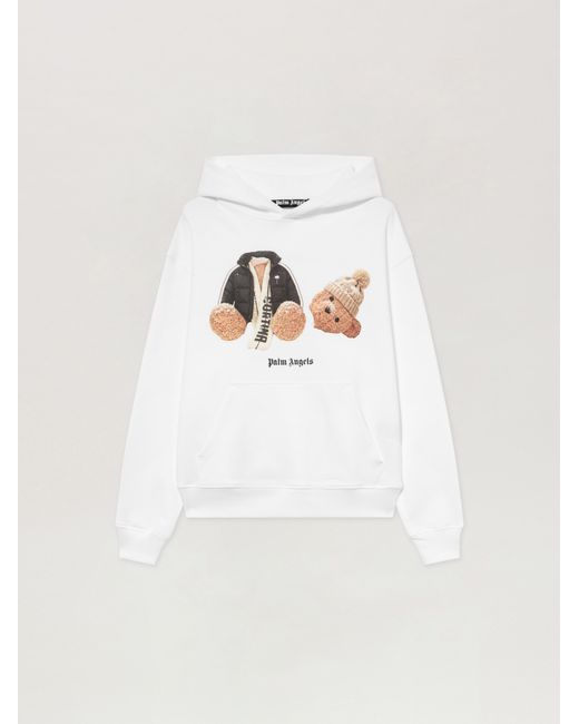 Palm Angels White Broken Bear Cortina Hoodie for men