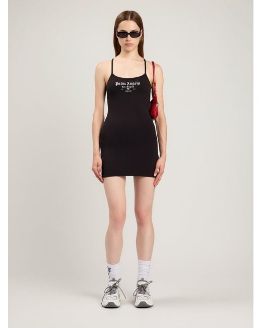 Palm Angels Black Milan La Fitted Mini Dress