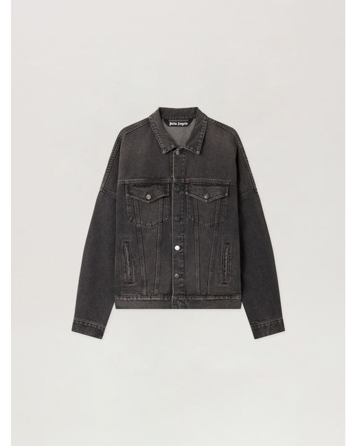 Palm Angels White Back Logo Over Denim Jkt for men