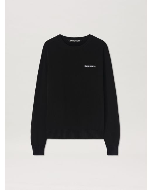 Palm Angels Black Classic Logo Emb Sweater for men
