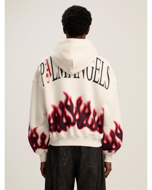 Palm Angels Red Flames Loose Hoodie Off for men