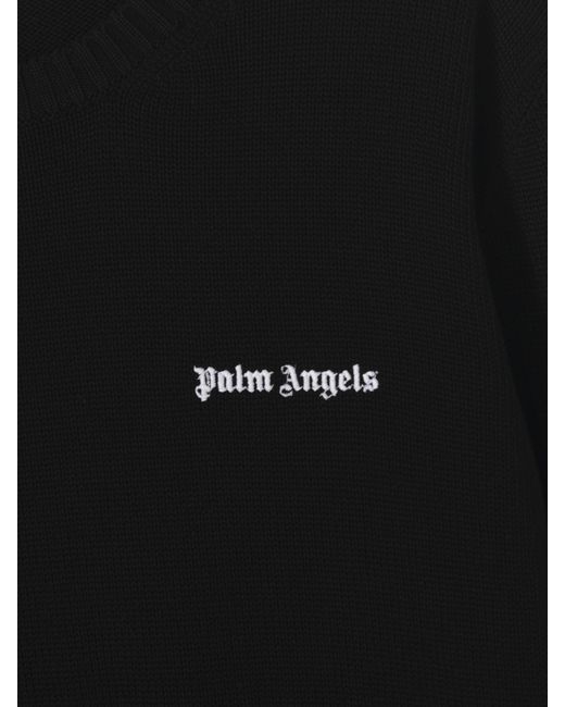 Palm Angels Black Classic Logo Emb Sweater for men