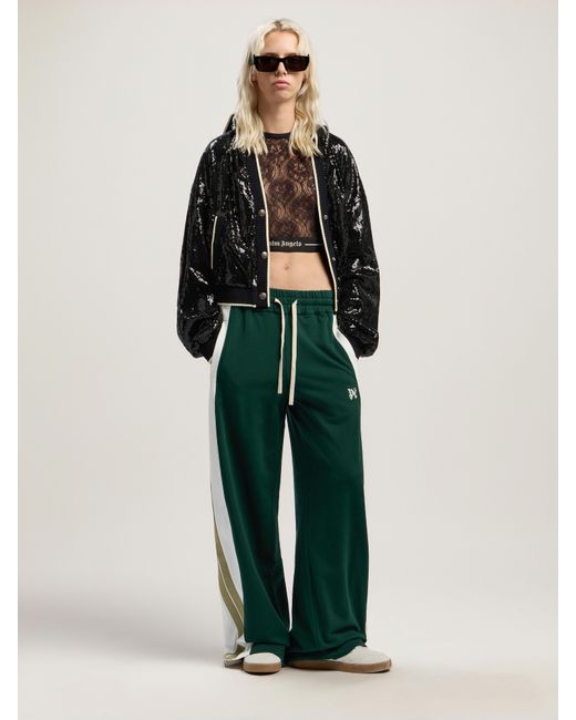 Palm Angels Green Monogram Colorblock Sweatpant Dark
