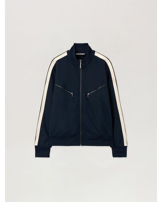 Palm Angels Blue Curved Logo Track Jacket Dark for men