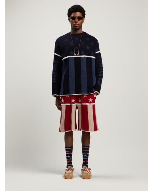 Palm Angels Red Stars And Stripes Shorts for men