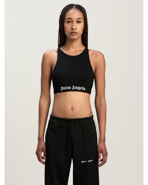 Palm Angels Black American Neckline Sport Top