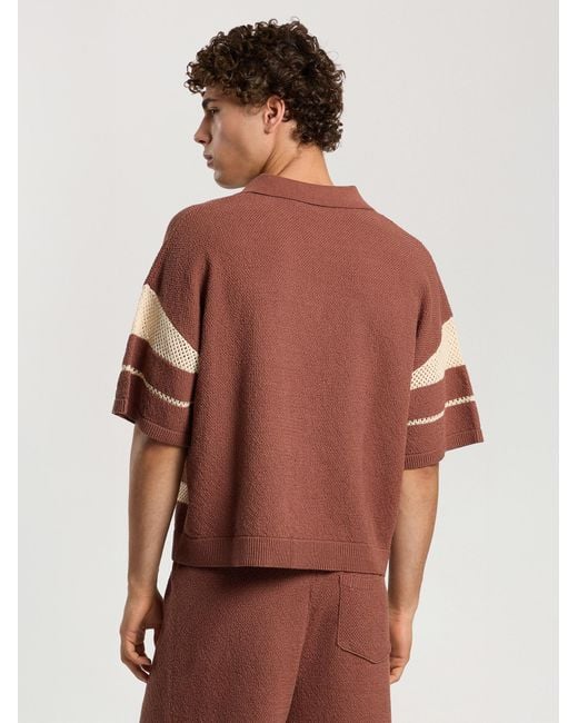 Palm Angels Brown Palm Type Loose Knit Polo for men