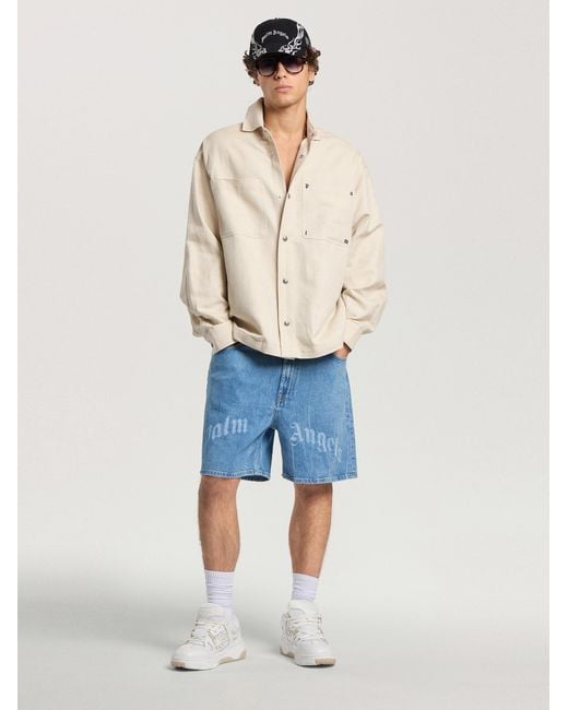 Palm Angels Natural Palm Type Loose Shirt Off for men