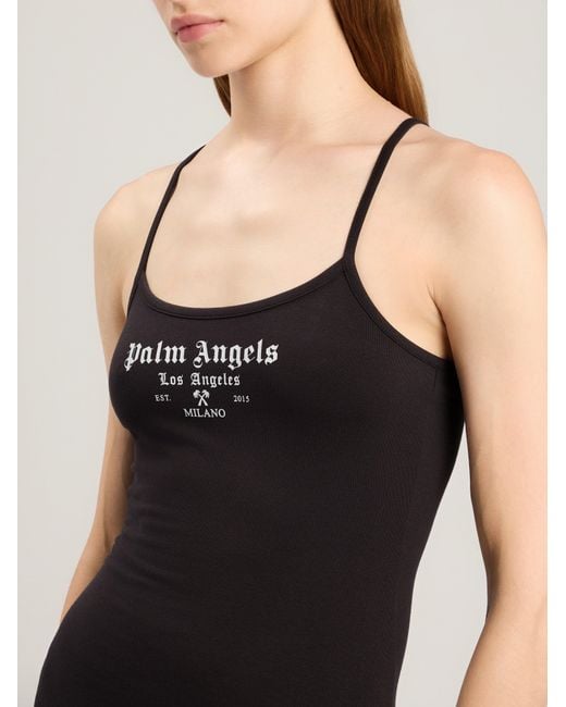 Palm Angels Black Milan La Fitted Mini Dress