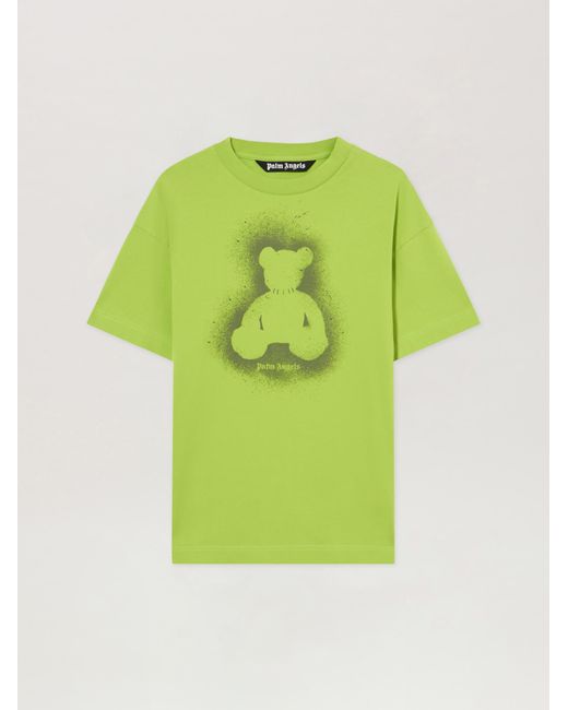 Palm Angels Green Spray Bear T-Shirt for men
