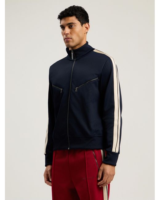Palm Angels Blue Curved Logo Track Jacket Dark for men