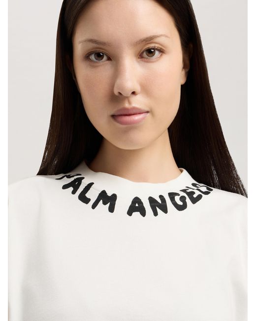 Palm Angels Natural Neck Logo Boxy T-Shirt