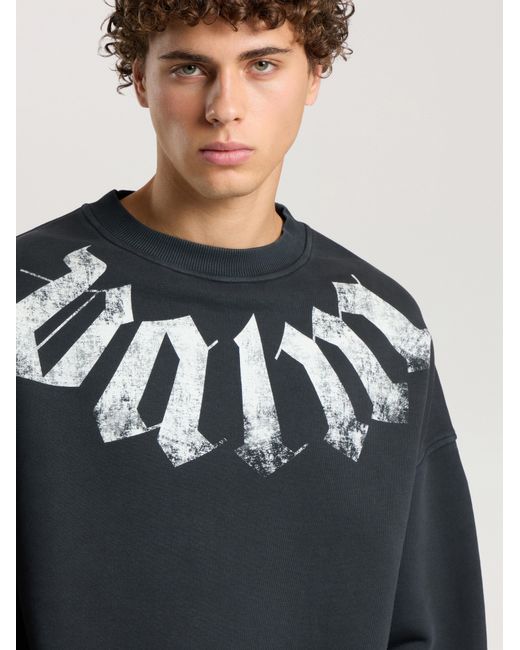 Palm Angels Black Big Neck Logo Loose Sweatshirt for men