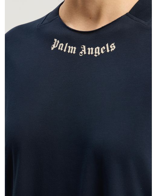 Palm Angels Blue Curved Logo Layered Dress Dark