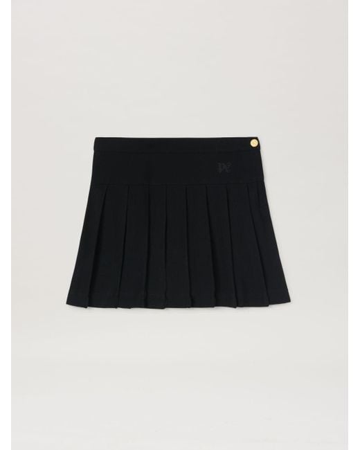 Palm Angels Black Monogram Pleated Skirt