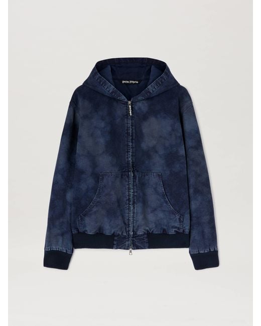 Curved Logo Dyed Bomber Uomo Blu di Palm Angels in Blue da Uomo