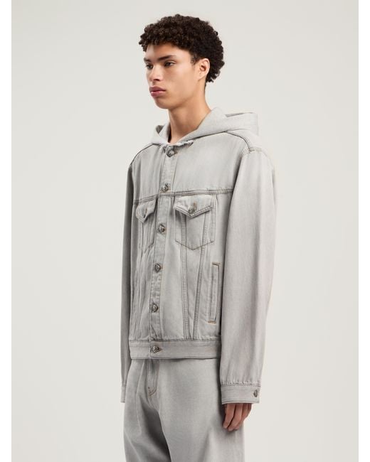 Palm Angels White Curved Logo Denim Jacket Light for men