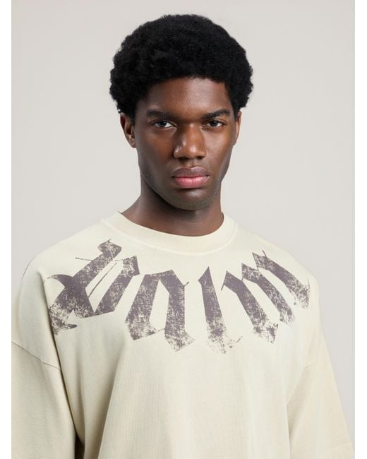 Palm Angels Natural Big Neck Logo Loose T-Shirt for men