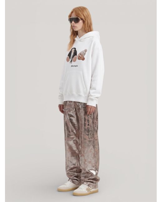 Palm Angels White Broken Bear Cortina Hoodie for men