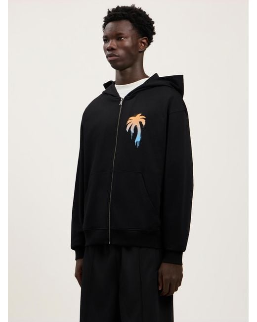Palm Angels Black I Love Pa Zipped Hoodie for men