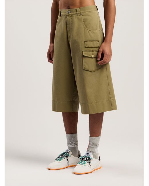 Palm Angels Natural Military Patch Bermuda Shorts Army for men