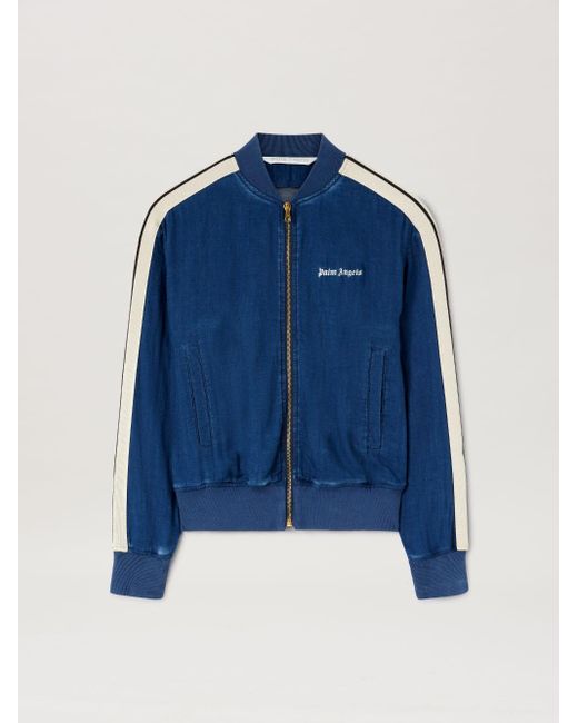 Palm Angels Blue Chambray Track Bomber Jacket