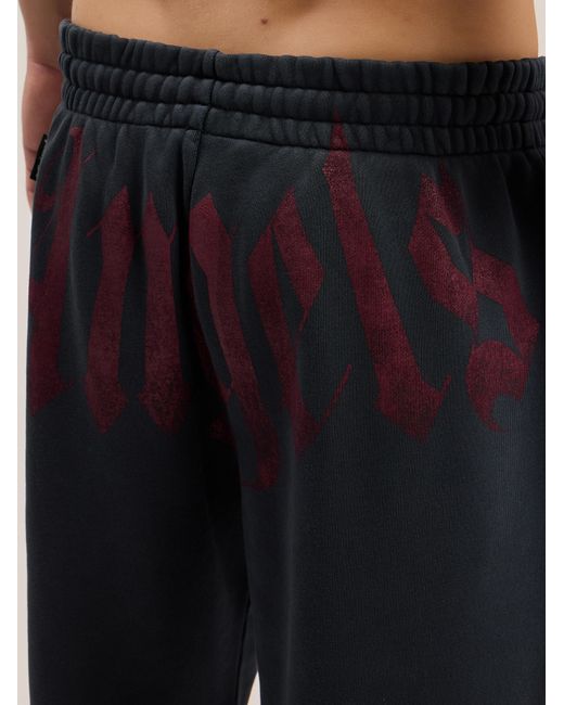 Palm Angels Blue Big Waist Logo Sweatpants for men