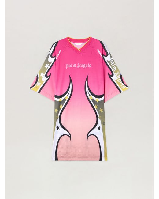 Palm Angels Pink Racing T-Shirt Dress
