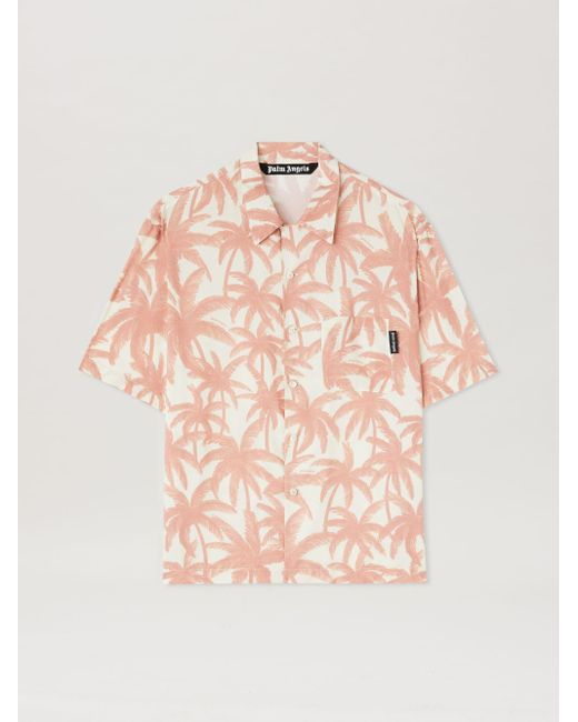 Palm Angels Pink Palms Allover Shirt for men