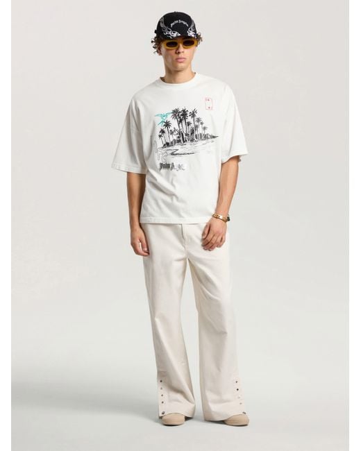 Palm Angels White Palm Life Loose T-Shirt for men