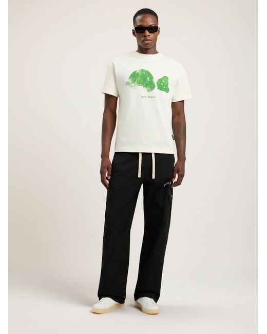 Palm Angels Green Spray Bear T-Shirt for men