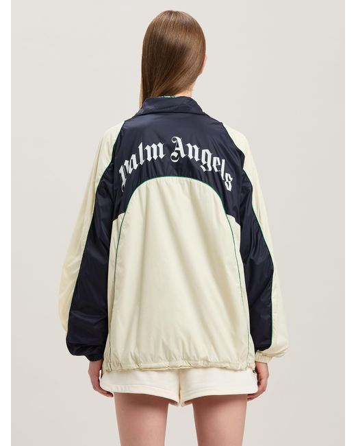 Palm Angels Blue Curved Logo Colorblock Windbreaker
