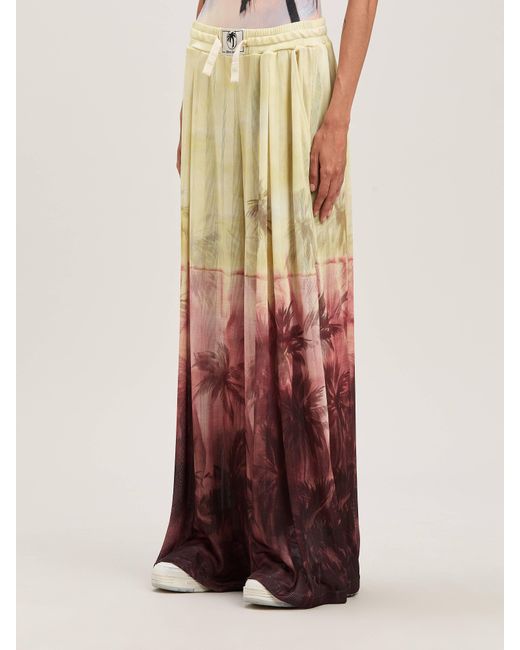 Palm Angels White Sunset Palms Mesh Pants