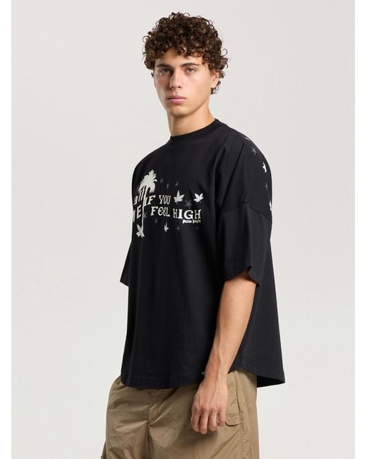 Palm Angels Black Feel High Oversized T-Shirt for men