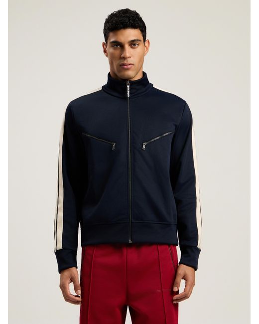 Palm Angels Blue Curved Logo Track Jacket Dark for men
