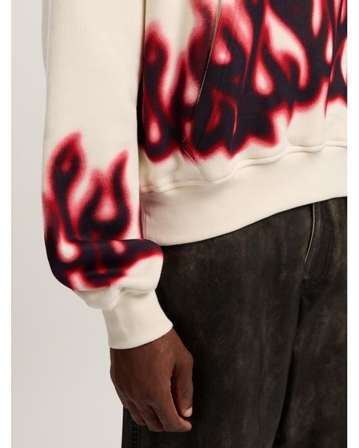 Palm Angels Red Flames Loose Hoodie Off for men