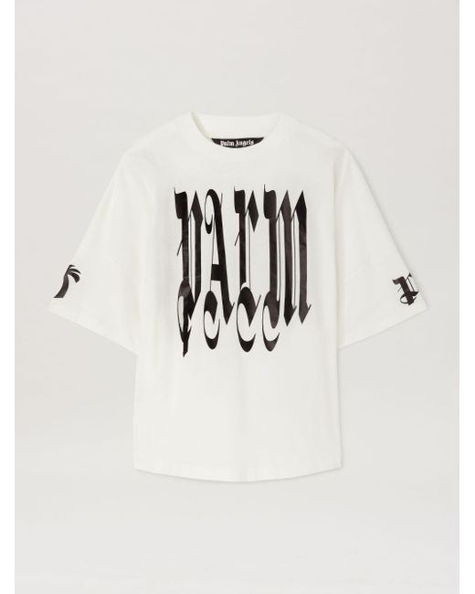 Palm Angels Natural Gothic Logo Over T-Shirt for men