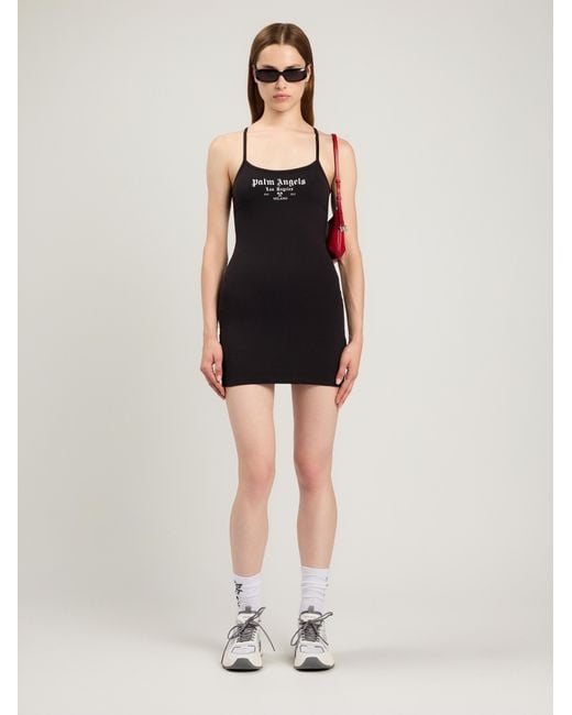 Palm Angels Black Milan La Fitted Mini Dress