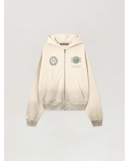 Palm Angels Natural Dollar Zipped Loose Hoodie Ivory for men