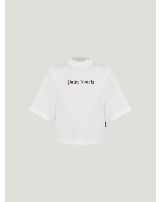 Palm Angels Natural Classic Logo Cropped T-Shirt