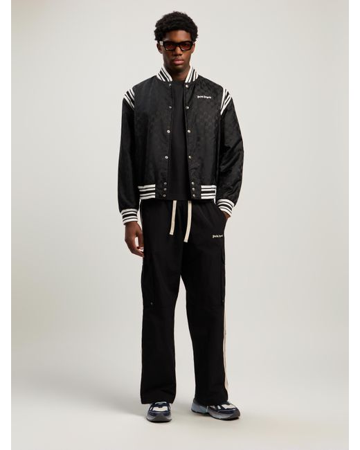 Palm Angels Black Monogram Jacquard Bomber Jacket for men