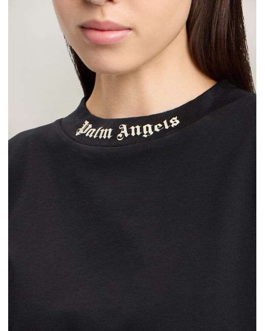 Palm Angels Black Back Curved Logo Mini T-Shirt