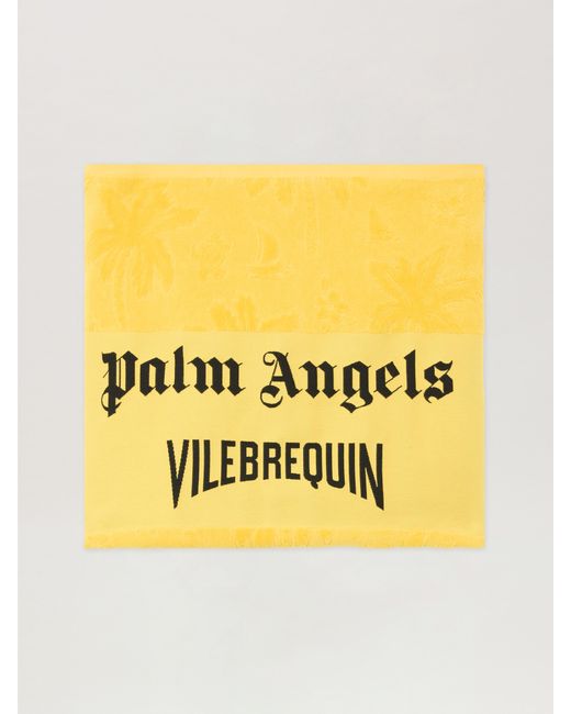 Palm Angels Yellow Patterned Jacquard Beach Towel for men