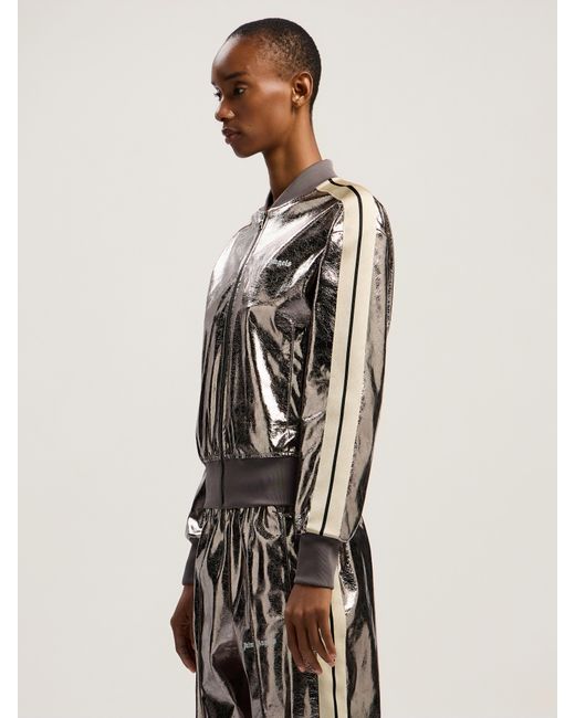 Palm Angels Natural Laminated Track Jacket Gunmetal