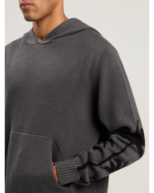 Palm Angels Black Back Palms Knit Hoodie Dark for men