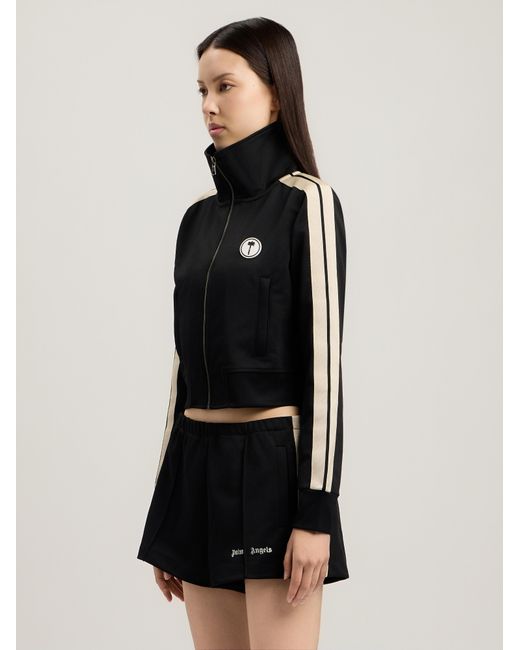 Palm Angels Black Tree Logo Crop Track Jacket