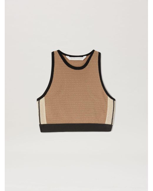 Palm Angels Natural Logo Tape Knit Top