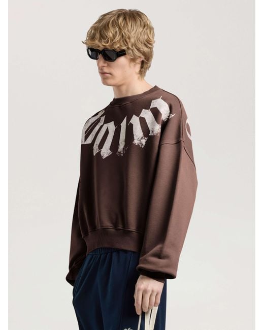 Palm Angels Brown Big Neck Logo Loose Sweatshirt for men